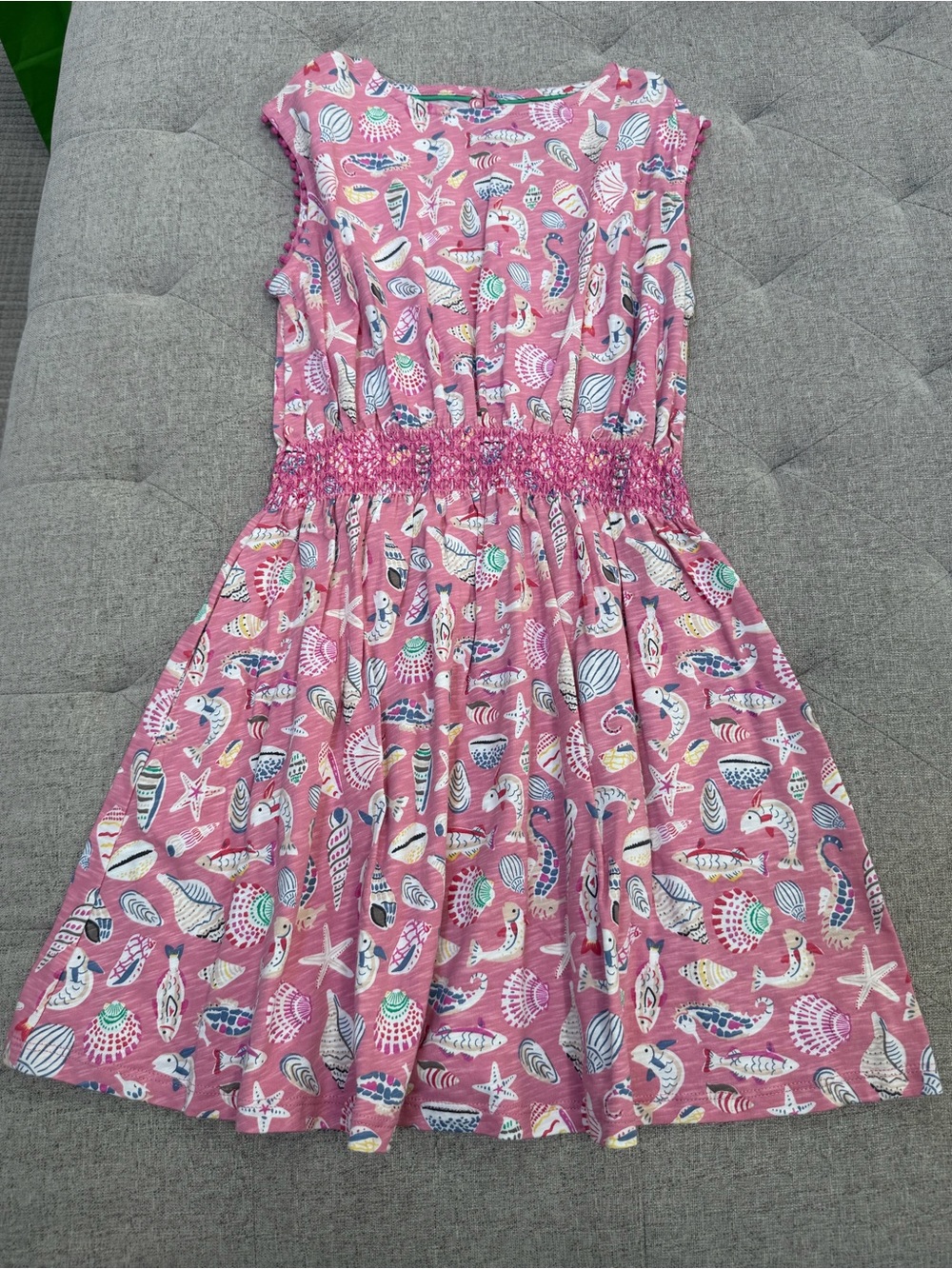 NWT MINI BODEN COTTON SMOCKED SLEEVELESS SEASIDE DRESS PINK SHELL DRESS
